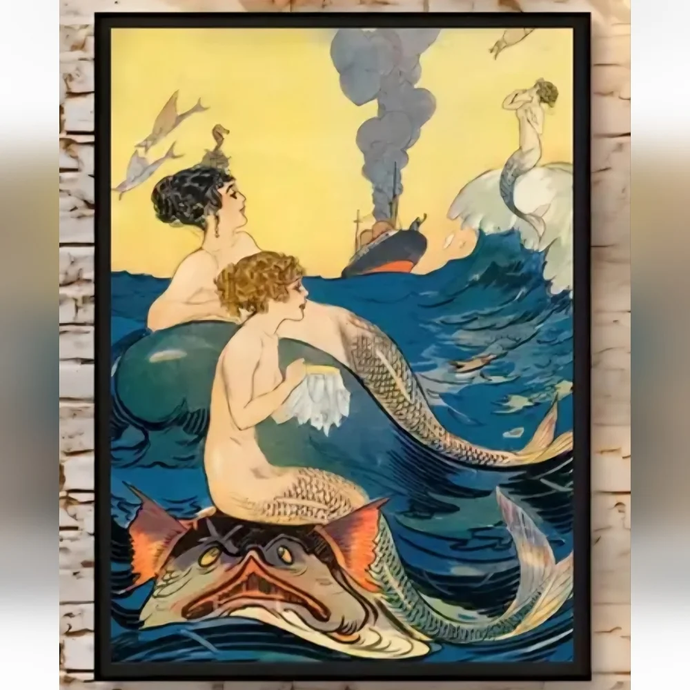 New Vintage Style Mystical Mermaid Art Print No Frame
